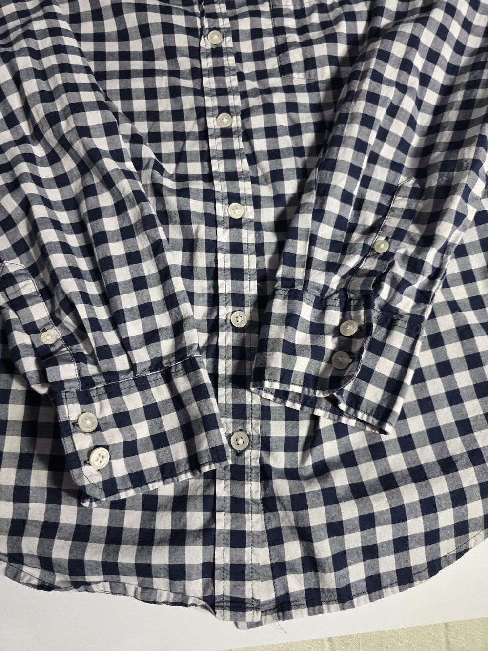 J. Crew Factory Navy gingham button-up shirt in signature fit Size M - Picture 9 of 12